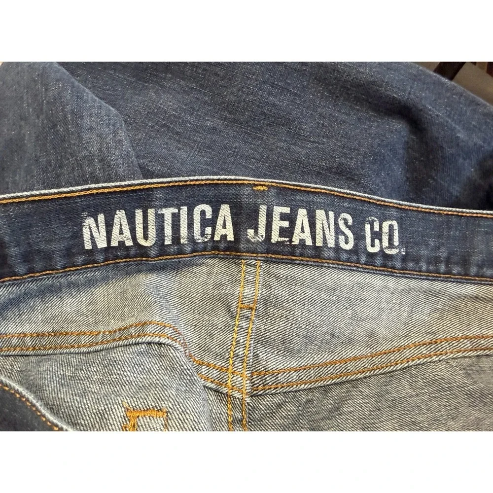 Nautica Jeans Co. Dark Wash Blue Jeans Relaxed Fit Mens' size 36x32 100% Cotton